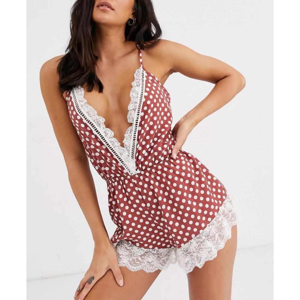 Lace Trim Polka Dot Teddy